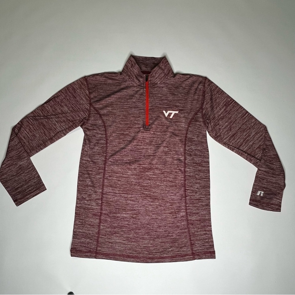 Virginia Tech Russell Burgundy and Red Quarter-Zip Pullover Men’s Small (34-36)